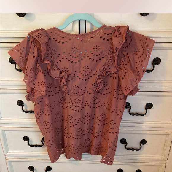 Nicole Miller Eyelet Blouse - Mauve - Picture 3 of 5